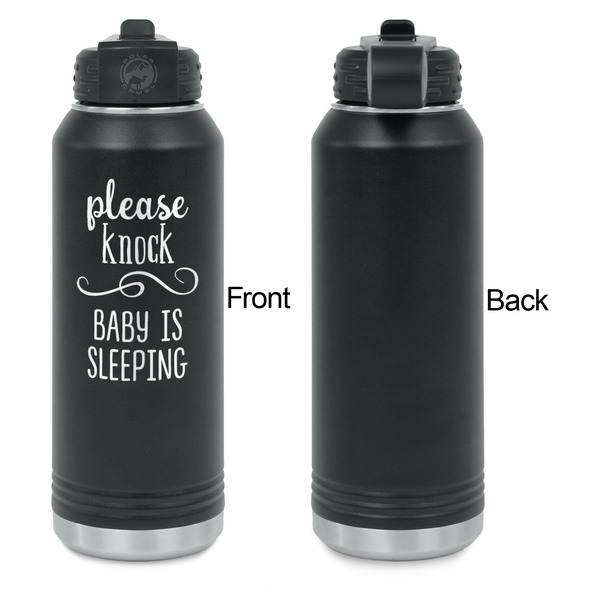 Baby Quotes Laser Engraved Water Bottles - Front Engraving - Front & Back View