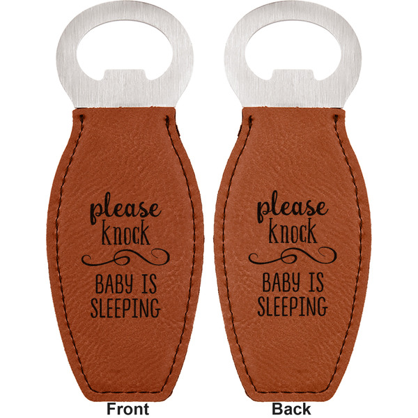 Baby Quotes Leather Bar Bottle Opener - Front and Back