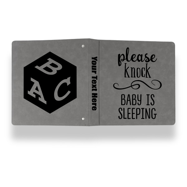 Baby Quotes Leather Binder - 1" - Grey - Back Spine Front View