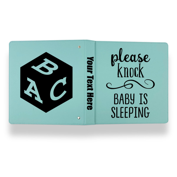 Baby Quotes Leather Binder - 1" - Teal - Back Spine Front View
