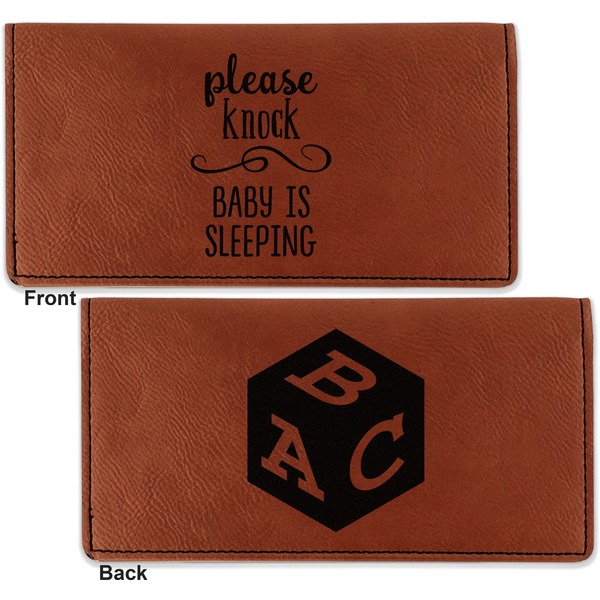 Baby Quotes Leather Checkbook Holder Front and Back