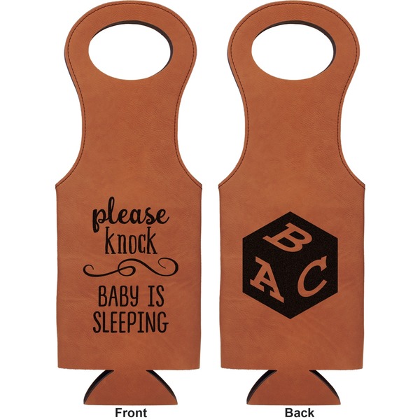 Baby Quotes Leatherette Wine Tote Double Sided - Front and Back
