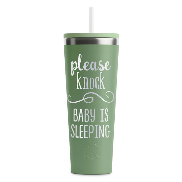 Custom Baby Quotes RTIC Everyday Tumbler with Straw - 28oz - Light Green - Single-Sided