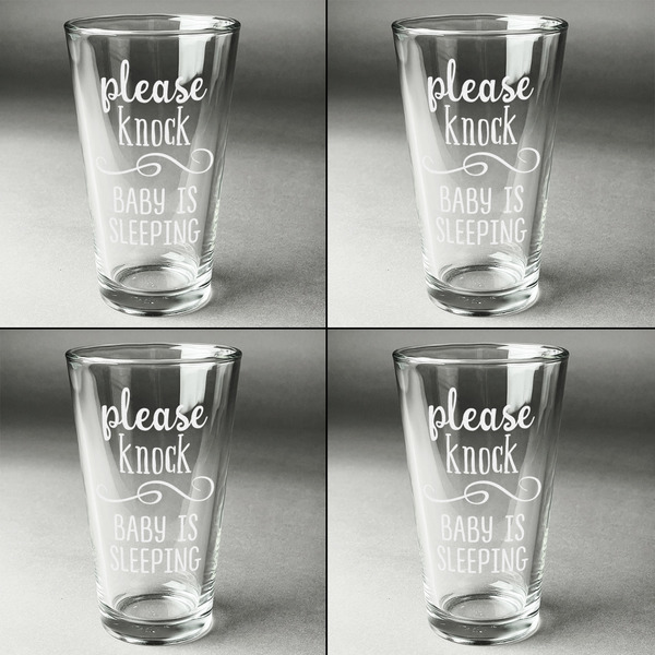 Baby Quotes Set of Four Engraved Beer Glasses - Individual View