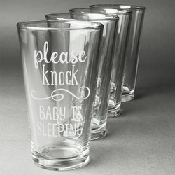 Baby Quotes Pint Glasses - Engraved (Set of 4)