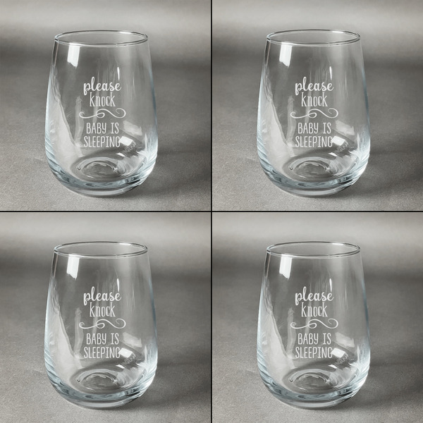 Baby Quotes Set of Four Personalized Stemless Wineglasses (Approval)