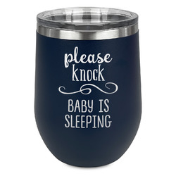 Baby Quotes Stemless Stainless Steel Wine Tumbler - Navy - Double Sided