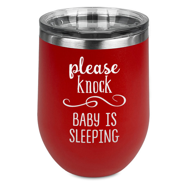 Custom Baby Quotes Stemless Stainless Steel Wine Tumbler - Red - Single Sided
