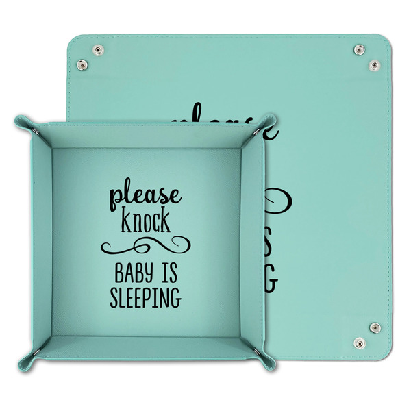 Baby Quotes Teal Faux Leather Valet Trays - PARENT MAIN