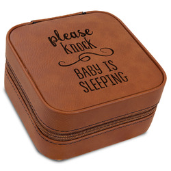 Baby Quotes Travel Jewelry Box - Rawhide Leather