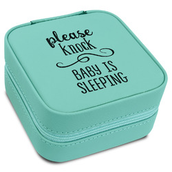 Baby Quotes Travel Jewelry Box - Teal Leather