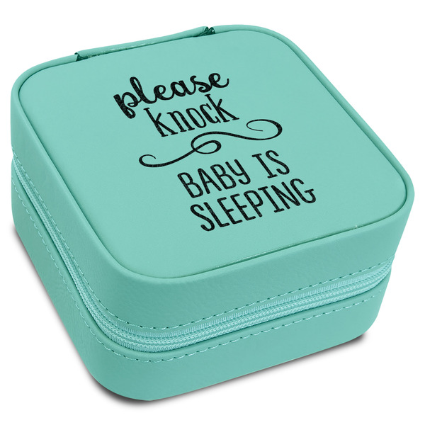 Custom Baby Quotes Travel Jewelry Box - Teal Leather