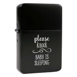Baby Quotes Windproof Lighter - Black - Double Sided & Lid Engraved