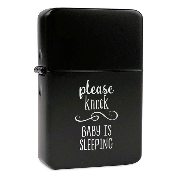 Custom Baby Quotes Windproof Lighter - Black - Single Sided & Lid Engraved