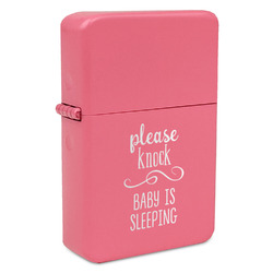 Baby Quotes Windproof Lighter - Pink - Double Sided & Lid Engraved