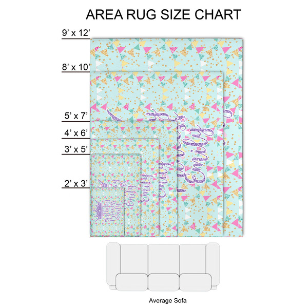 Birthday Princess 2'x3' Indoor Area Rugs - Size Chart