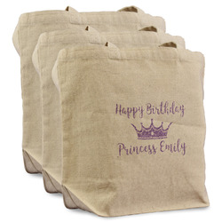 Birthday Princess Reusable Cotton Grocery Bags - Set of 3 (Personalized)