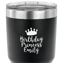 Birthday Princess 30 oz Stainless Steel Tumbler - Black - Single Sided (Personalized)