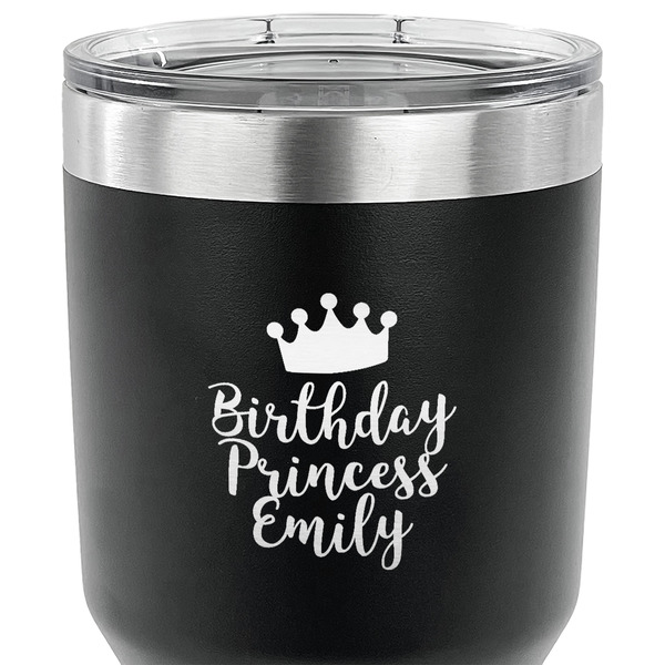 Birthday Princess 30 oz Stainless Steel Ringneck Tumbler - Black - CLOSE UP