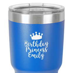 Birthday Princess 30 oz Stainless Steel Tumbler - Royal Blue - Single-Sided (Personalized)