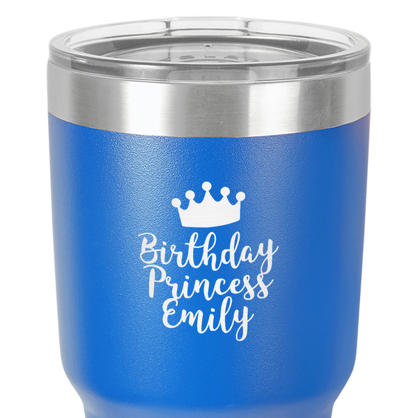 Birthday Princess 30 oz Stainless Steel Ringneck Tumbler - Blue - Close Up
