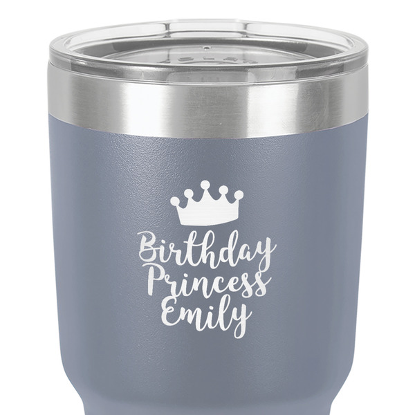 Birthday Princess 30 oz Stainless Steel Ringneck Tumbler - Grey - Close Up