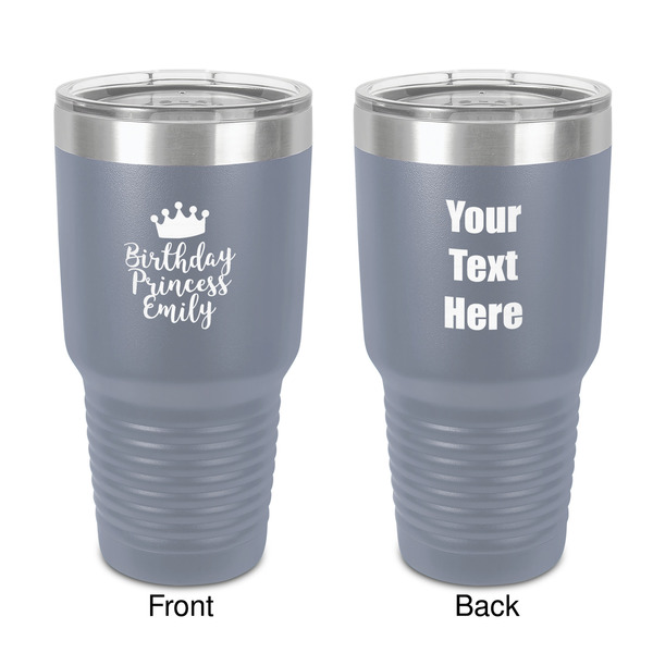 Custom Birthday Princess 30 oz Stainless Steel Tumbler - Grey - Double-Sided (Personalized)