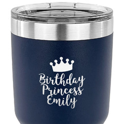 Birthday Princess 30 oz Stainless Steel Tumbler - Navy - Single Sided (Personalized)