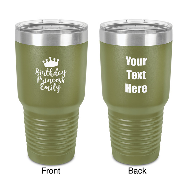 Custom Birthday Princess 30 oz Stainless Steel Tumbler - Olive - Double-Sided (Personalized)