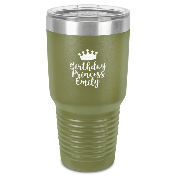 Custom Birthday Princess 30 oz Stainless Steel Tumbler - Olive - Single-Sided (Personalized)