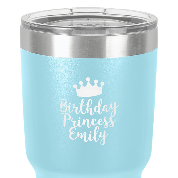 Birthday Princess 30 oz Stainless Steel Ringneck Tumbler - Teal - Close Up