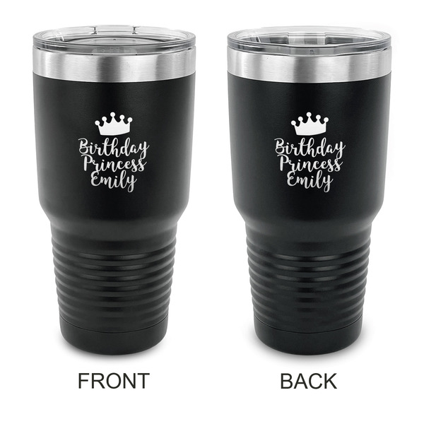 Custom Birthday Princess 30 oz Stainless Steel Tumbler - Black - Double Sided (Personalized)