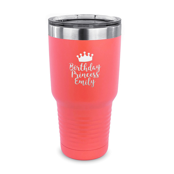 Custom Birthday Princess 30 oz Stainless Steel Tumbler - Coral - Single Sided (Personalized)