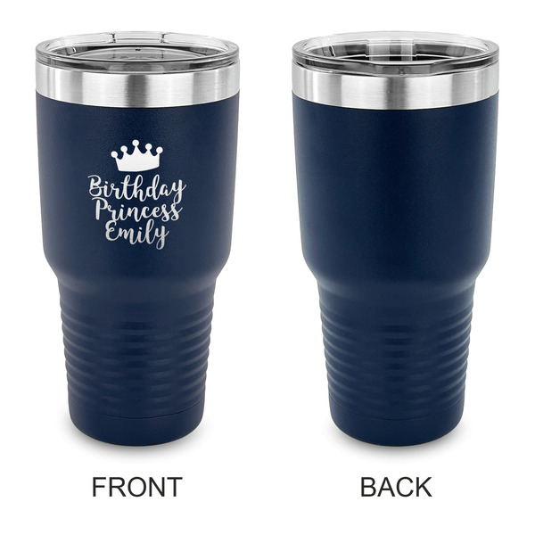 Birthday Princess 30 oz Stainless Steel Ringneck Tumblers - Navy - Single Sided - APPROVAL