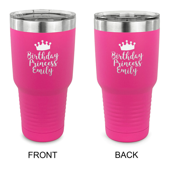 Custom Birthday Princess 30 oz Stainless Steel Tumbler - Pink - Double Sided (Personalized)