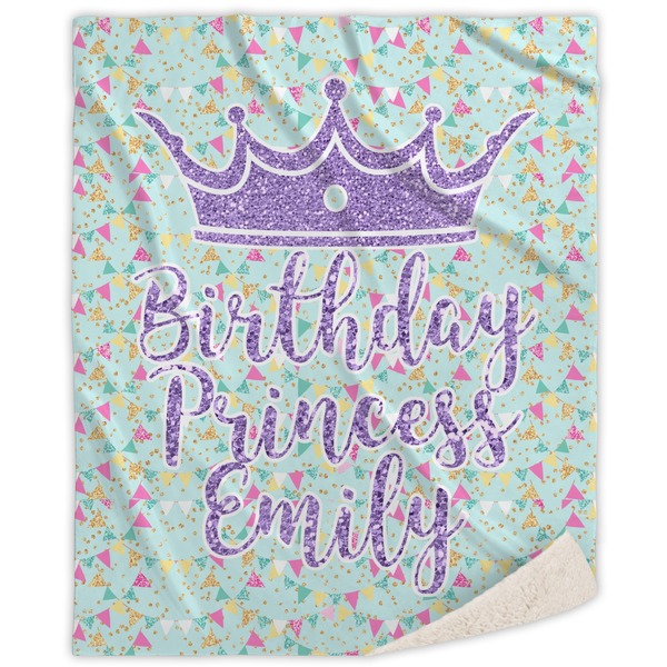 Custom Birthday Princess Sherpa Throw Blanket - 60"x80" (Personalized)