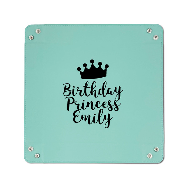 Birthday Princess 6" x 6" Teal Leatherette Snap Up Tray - APPROVAL