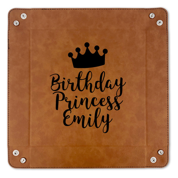 Birthday Princess 9" x 9" Leatherette Snap Up Tray - APPROVAL (FLAT)