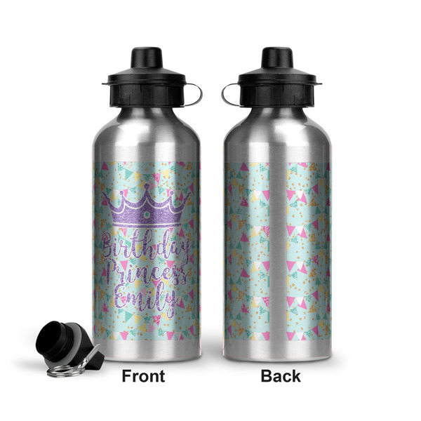 Birthday Princess Aluminum Water Bottle - Front and Back