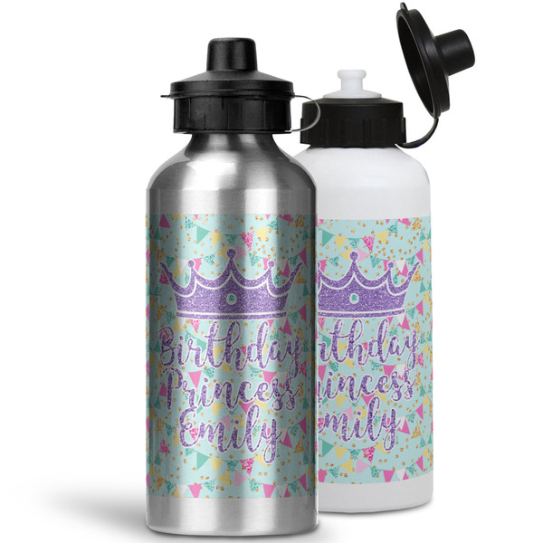 Birthday Princess Aluminum Water Bottles - MAIN (white &silver)