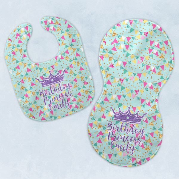 Custom Birthday Princess Baby Bib & Burp Set w/ Name or Text