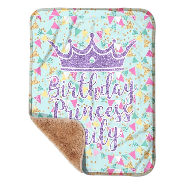 Custom Birthday Princess Sherpa Baby Blanket - 30" x 40" w/ Name or Text