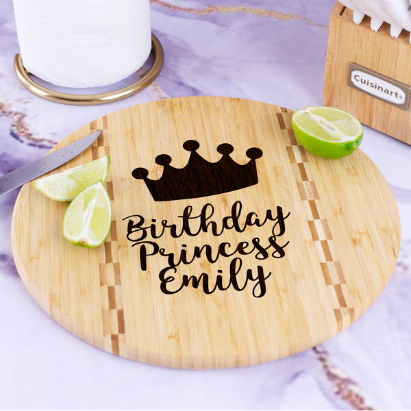 Birthday Princess Bamboo Cutting Board - In Context