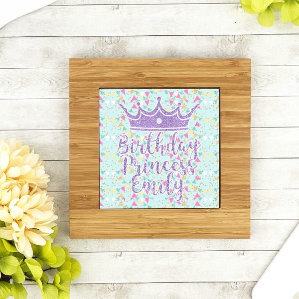 Birthday Princess Bamboo Trivet with 6" Tile - LIFESTYLE