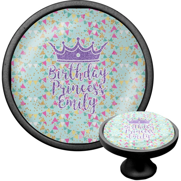 Custom Birthday Princess Cabinet Knob (Black) (Personalized)