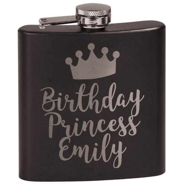 Custom Birthday Princess Black Flask Set (Personalized)