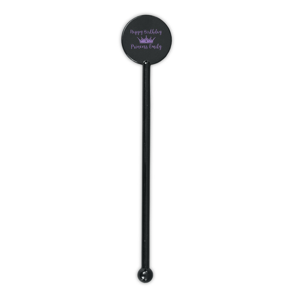 Birthday Princess Black Plastic 5.5" Stir Stick - Round - Single Stick