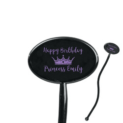 Birthday Princess 7" Oval Plastic Stir Sticks - Black - Single Sided (Personalized)