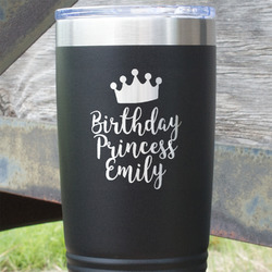 Birthday Princess 20 oz Stainless Steel Tumbler - Black - Single Sided (Personalized)