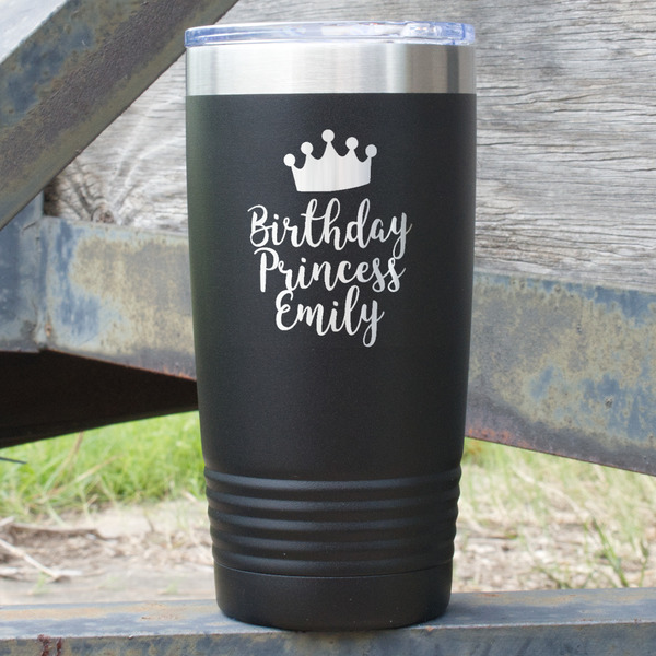 Custom Birthday Princess 20 oz Stainless Steel Tumbler - Black - Double Sided (Personalized)